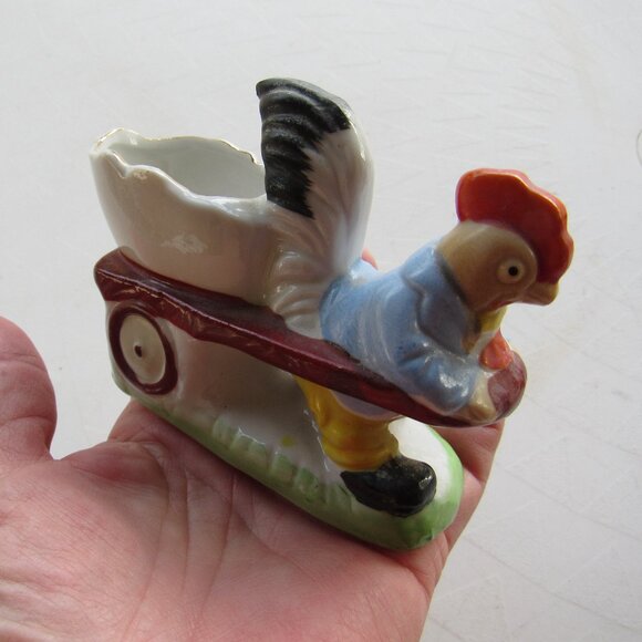 Vintage Japanese Ceramic Rooster Small Pot or Toothpick Holder - Picture 2 of 5
